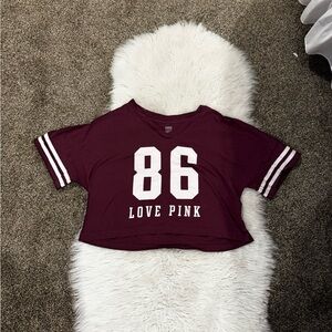 PINK Victoria's Secret Maroon Love Pink Tee